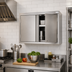 Thumbnail image #2 for 36 Inch Wall-Mounted Stainless Steel Storage Cabinet with Hinged Doors and Lock