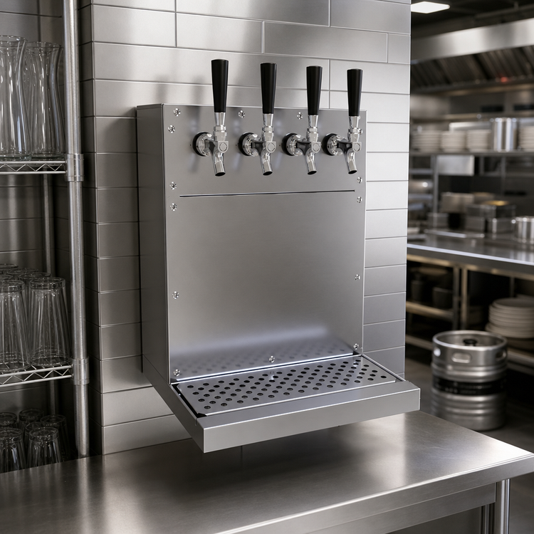 Product image #2 for Wall-Mount Glycol-Cooled Draft Dispensing Tower with 4 Stainless Steel Faucets