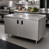Thumbnail image #2 for Advance Tabco HF-SS-2410 Enclosed Stainless Steel Work Table with Cabinet Base, Hinged Doors, 120 x 24 Inches, 304 Stainless Steel Top
