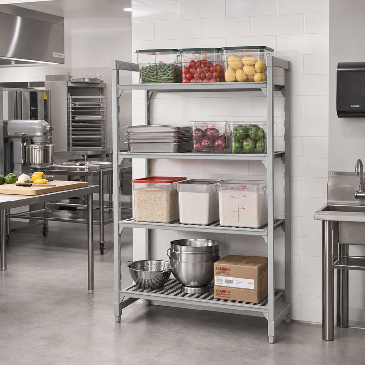 Product image #3 for Cambro Camshelving Premium Stationary 4-Shelf Add-On Polymer Shelving Unit, 21 x 36 x 64 Inches