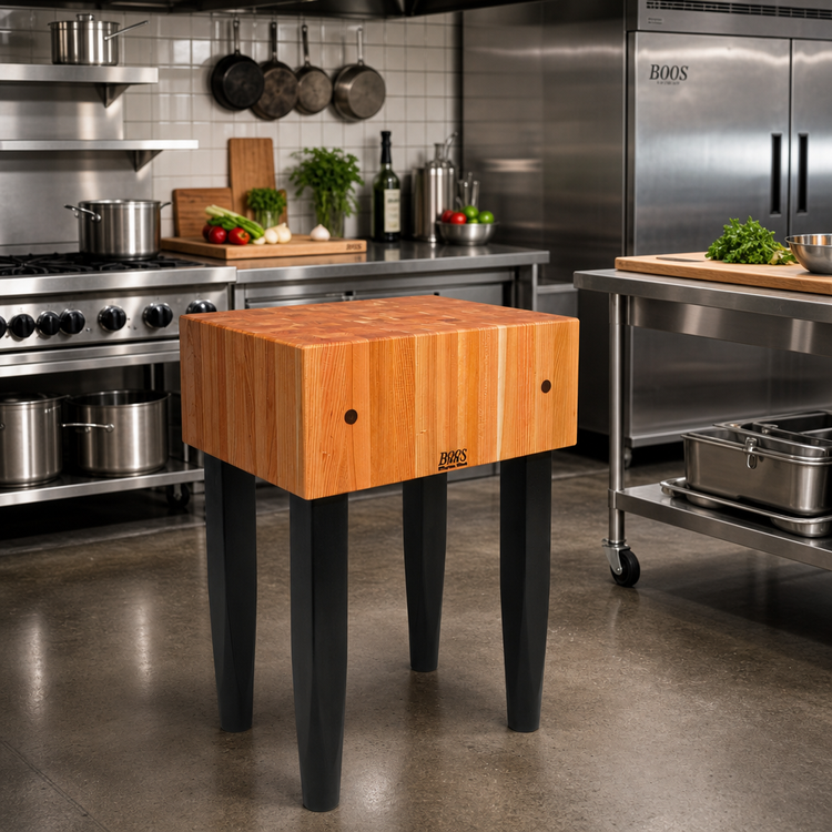 Product image #3 for John Boos Rouge et Noir Le Bloc 18 x 18 Inch Stationary End Grain Butcher Block Work Table