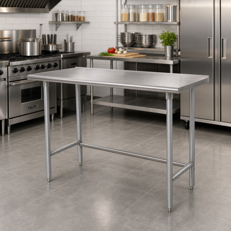 Product image #2 for Advance Tabco Premium Series 48" x 24" Open Base Stainless Steel Work Table with Galvanized Legs
