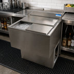 Thumbnail image #2 for BK Resources UBB-21-IB24 Underbar Ice Bin with Sliding Cover, 24"W x 21"D, 80 lb Capacity, Stainless Steel