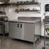 Thumbnail image #2 for Advance Tabco 108-Inch x 30-Inch Enclosed Stainless Steel Work Table with Hinged Doors and 5-Inch Backsplash