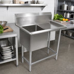 Thumbnail image #2 for John Boos Pro-Bowl 41PB1620-1D18R 1-Compartment Stainless Steel Sink with Right Drainboard, 16" x 20" x 12" Bowl, 14-Gauge