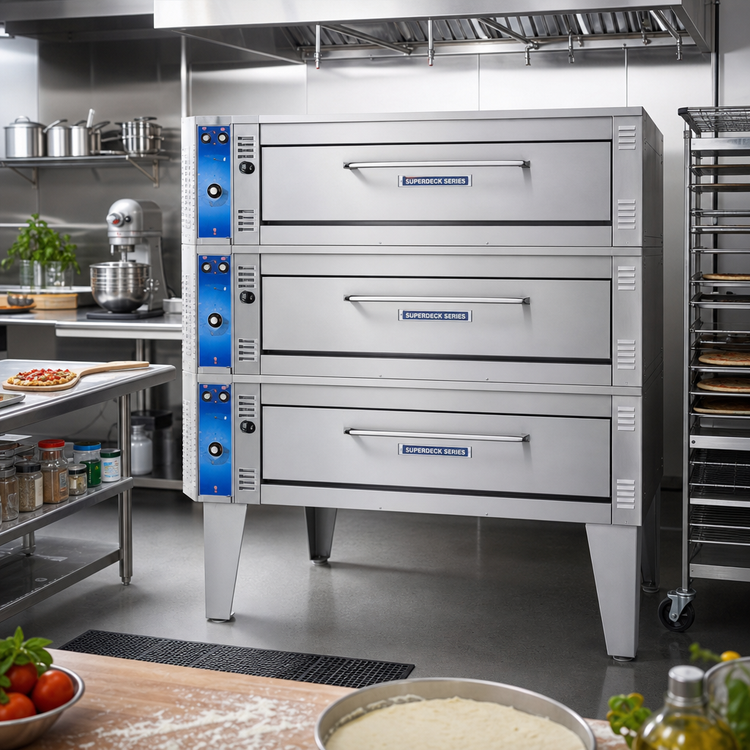 Product image #2 for Super Deck Series Triple Deck Electric Pizza Deck Oven with 57" x 36" Cavities