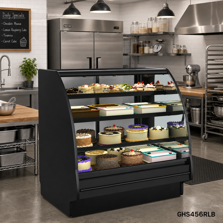 Product image #2 for Fusion® Curved Refrigerated Service Case with Lift-Up Front Glass and Remote DX Refrigeration, 62-7/8" W