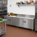 Thumbnail image #2 for Advance Tabco Special Value Series Economy Enclosed Work Table, 84 x 24 Inches, Cabinet Base, 16-Gauge 304 Stainless Steel Top, 5-Inch Backsplash