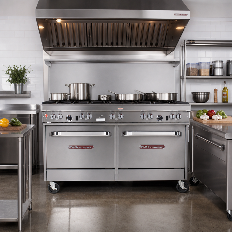 Product image #2 for Southbend Ultimate 60-Inch Commercial Gas Restaurant Range with 10 Open Burners, Convection Oven and Cabinet Base