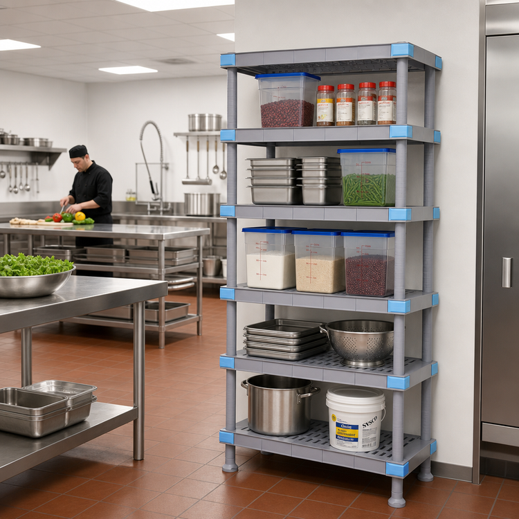 Product image #2 for Quantum Millenia 30"W x 21"D x 86"H Gray Polymer Stationary Starter Shelving Unit, 5 Shelves