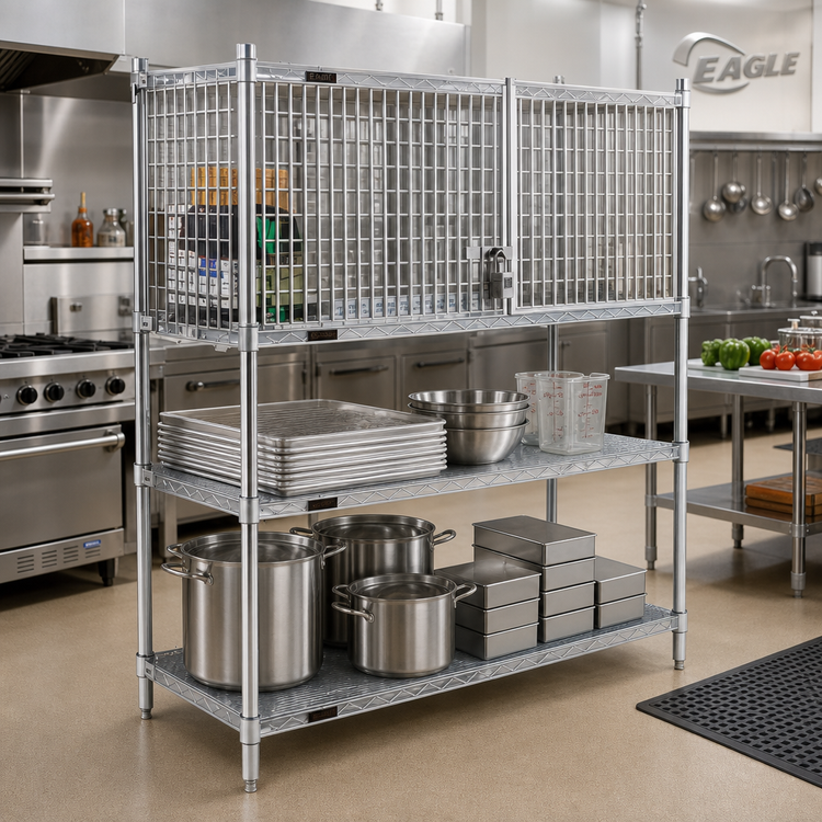 Product image #2 for Eagle Group Stainless Steel Security Enclosure Kit with Side Hinged Doors, 48" W x 24" D