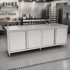 Thumbnail image #2 for John Boos 4CH4-3696 Enclosed Stainless Steel Work Table, 96 x 36 Inches, Cabinet Base, 14-Gauge 300-Series Flat Top, Safety Edge