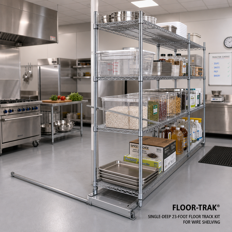 Product image #2 for Floor-Trak Single-Deep 23-Foot Floor Track Kit for Wire Shelving