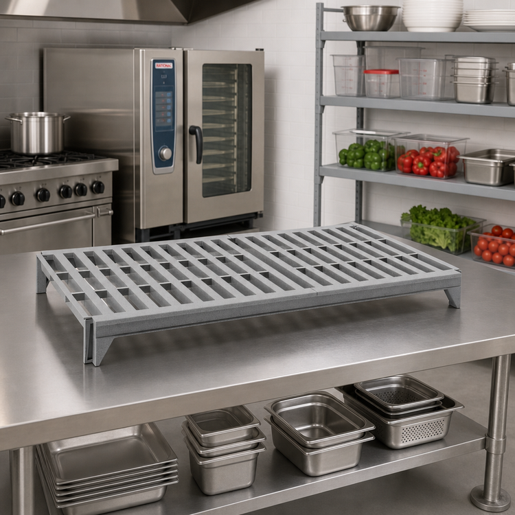 Product image #3 for Cambro Camshelving Premium Vented Shelf Kit, 18 x 60 Inch, Speckled Gray