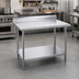 Thumbnail image #2 for Advance Tabco 30 x 24 Inch Corner Stainless Steel Work Table with 16 Gauge 430 Top, 5 Inch Backsplash, and Adjustable Undershelf