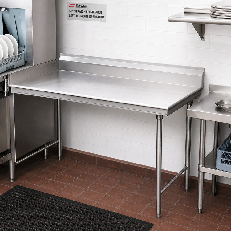 Product image #2 for Eagle Group 60-Inch Straight Clean Dishtable with 8-Inch Backsplash, Left-to-Right Operation
