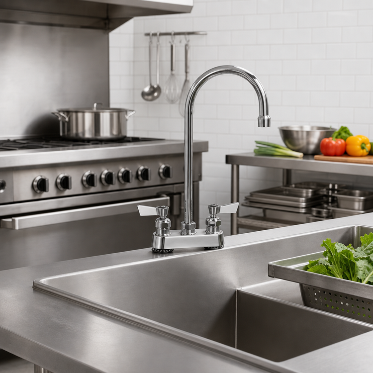 Product image #2 for Fisher 4-Inch Center Deck Mount Manual Faucet with 12-Inch Swivel Gooseneck Spout