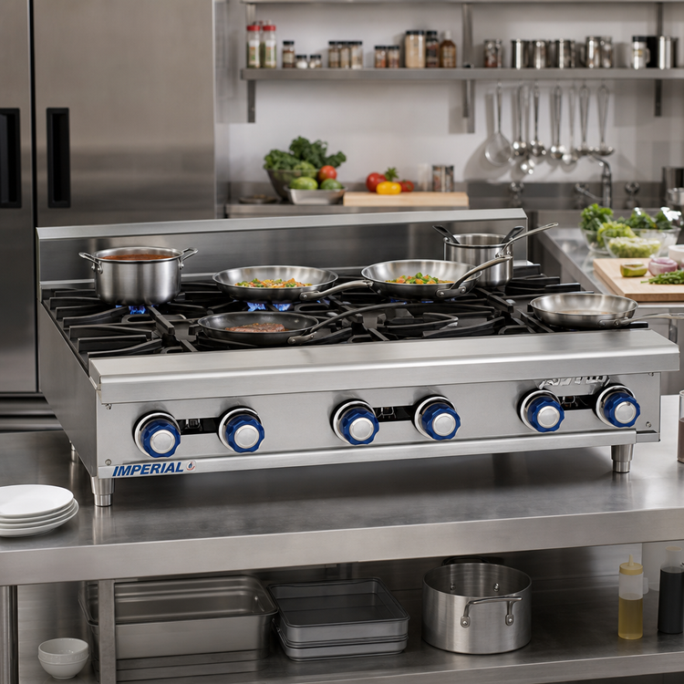 Product image #2 for Imperial IHPA-10-60 60-Inch Gas Countertop Hot Plate with 10 Open Burners