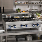 Thumbnail image #2 for Imperial (Middleby) IHPA-10-60 60-Inch Gas Countertop Hot Plate with 10 Open Burners, Stainless Steel Front and Sides