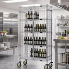 Thumbnail image #2 for Quantum M1436-69BWSEC Mobile Wine Bulk Storage Security Shelving Unit, Chrome, 36"W x 18"D x 69"H