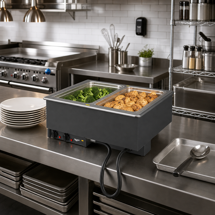 Product image #2 for Vollrath Two-Well Insulated Drop-In Electric Hot Food Well, 12 x 20-Inch Pan Capacity, Wet Operation, Infinite Controls, 208V