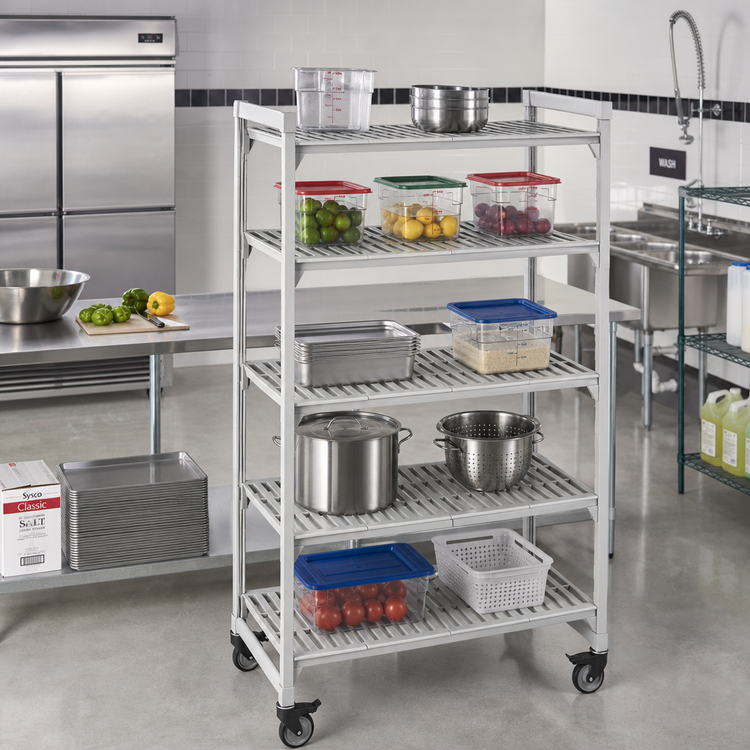 Product image #3 for Cambro Camshelving Premium 5-Tier Vented Mobile Starter Shelving Unit, 24" D x 48" L x 67-1/4" H