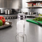 Thumbnail image #2 for Winco G-109 2 oz Square Glass Seasoning Shaker with 18/0 Stainless Steel Mushroom Top Case of 12