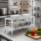 Thumbnail image #2 for Eagle Group QuadTruss HDFCM1424W Front Case Merchandise Wire Shelving Unit, 2-Tier, 24 x 14 x 14 Inches, White Epoxy Finish