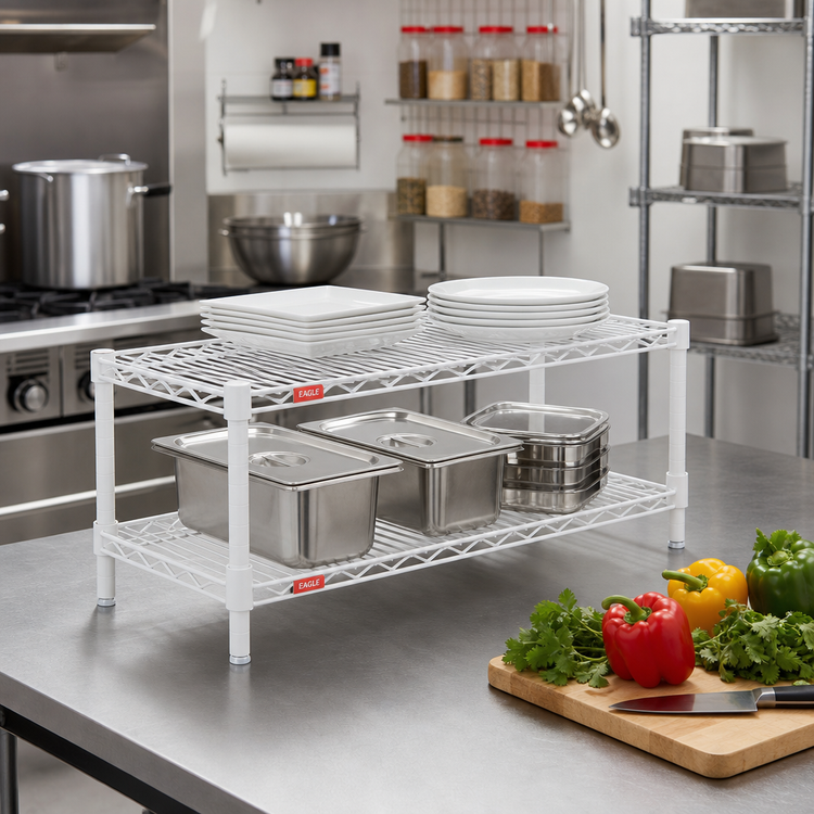 Product image #2 for Eagle QuadTruss Front Case Merchandise Wire Shelving Unit, 2-Tier, 24 x 14 x 14 Inches, White Epoxy Finish