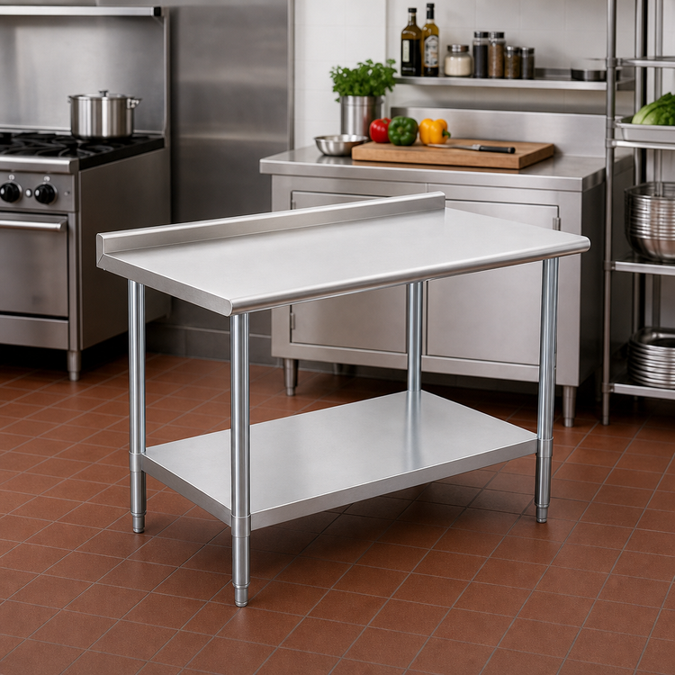 Product image #2 for Serv-Ware 15 Inch x 30 Inch Standard Series Stainless Steel Filler Work Table with 2 Inch Turnup