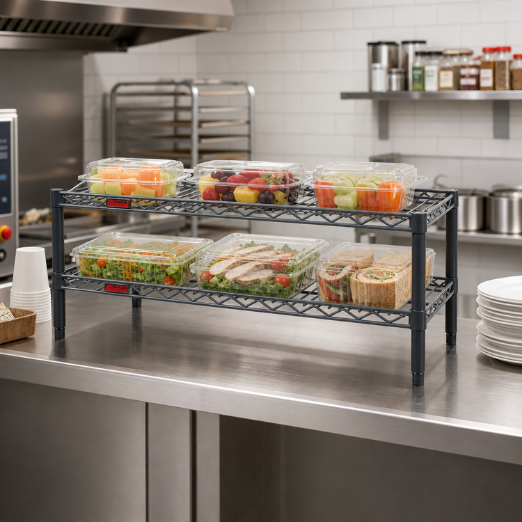 Product image #2 for Eagle Group QuadTruss Front Case Merchandise 2-Tier Cantilevered Wire Shelving Unit, 30 x 14 x 14 Inches, Gray Epoxy