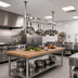 Thumbnail image #2 for John Boos Boat-Shaped Ceiling-Mounted Stainless Steel Pot Rack for 60-Inch Tables with 15 Double Hooks