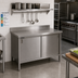 Thumbnail image #2 for John Boos Enclosed Work Table Cabinet Base with Hinged Doors, 60 x 30 Inches, 14-Gauge 300-Series Stainless Steel Top, 5-Inch Backsplash