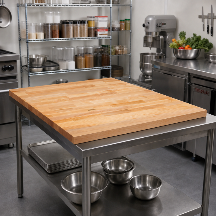 Product image #2 for John Boos 48-Inch x 42-Inch Edge Grain Maple Wood Work Table Top with Penetrating Oil Finish