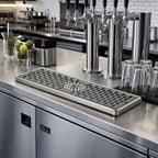 Thumbnail image #2 for Perlick Corporation 6045-GRC 42-Inch Stainless Steel Surface-Mount Drainer with Center Rinser and Removable Glass Rack