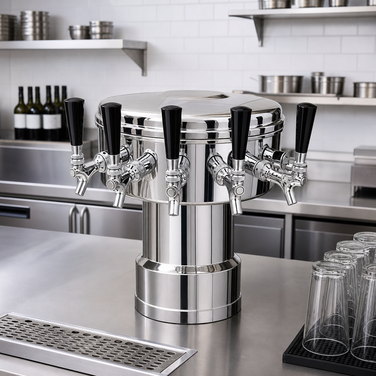 Product image #2 for Glastender 6-Faucet Mirror Finish Mushroom Draft Dispensing Tower