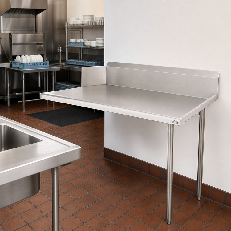 Product image #2 for John Boos E-Series Right-Side Clean Straight Dish Table, 72"W x 30"D, 18-Gauge 300-Series Stainless Steel Top