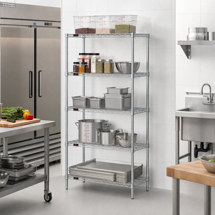 Product image #2 for EAGLEbrite 5-Tier Stationary Starter Wire Shelving Unit, 24W x 21D x 86H, Zinc Finish