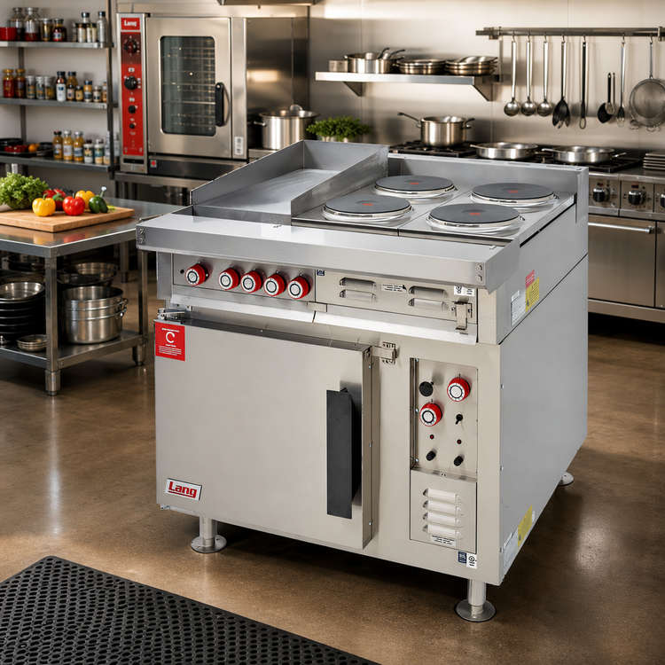 Product image #3 for Lang 36 Inch Electric Heavy-Duty Range with 3 Hot Tops and Convection Oven Base