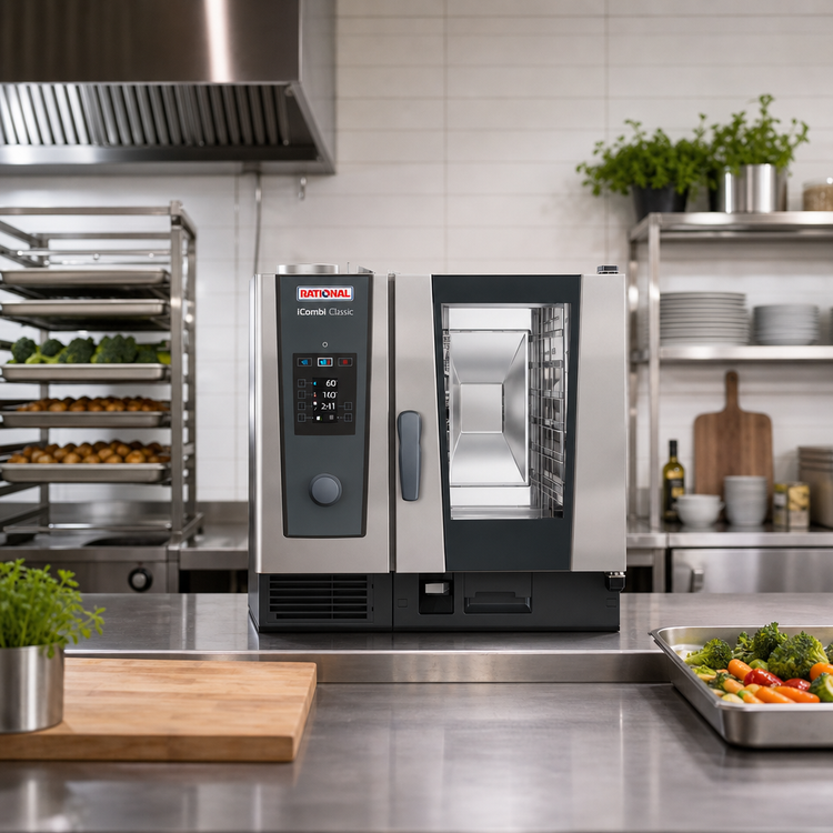 Product image #2 for RATIONAL iCombi Classic 6-Half-Size Natural Gas Countertop Combi Oven, 120V, 1-Phase