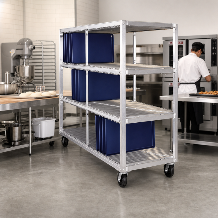 Product image #2 for New Age 4-Tier Mobile Aluminum Tray Drying Rack, 384-Tray Capacity