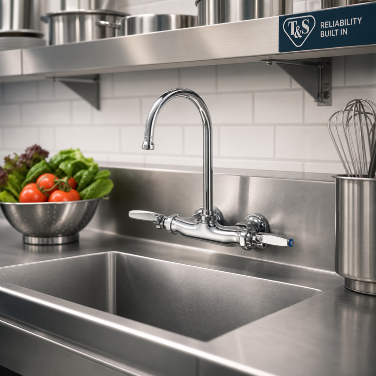 Product image #2 for T&S Brass Splash-Mounted Swivel Gooseneck Faucet with Lever Handles, 3-3/8" O.C.