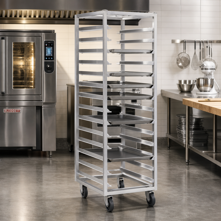 Product image #2 for Channel Manufacturing 304 Stainless Steel Single-Section No-Lift End-Load Bun Pan Oven Rack, 12-Pan Capacity