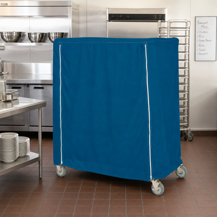 Product image #2 for Metro 60 x 24 x 74 Inch Queen Mary/Banquet Cart Cover, Uncoated Nylon, Mariner Blue