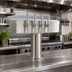 Thumbnail image #2 for T Style Countertop Air-Cooled Wine Font with 4 Polished 304 Stainless Steel Side Pull Faucets