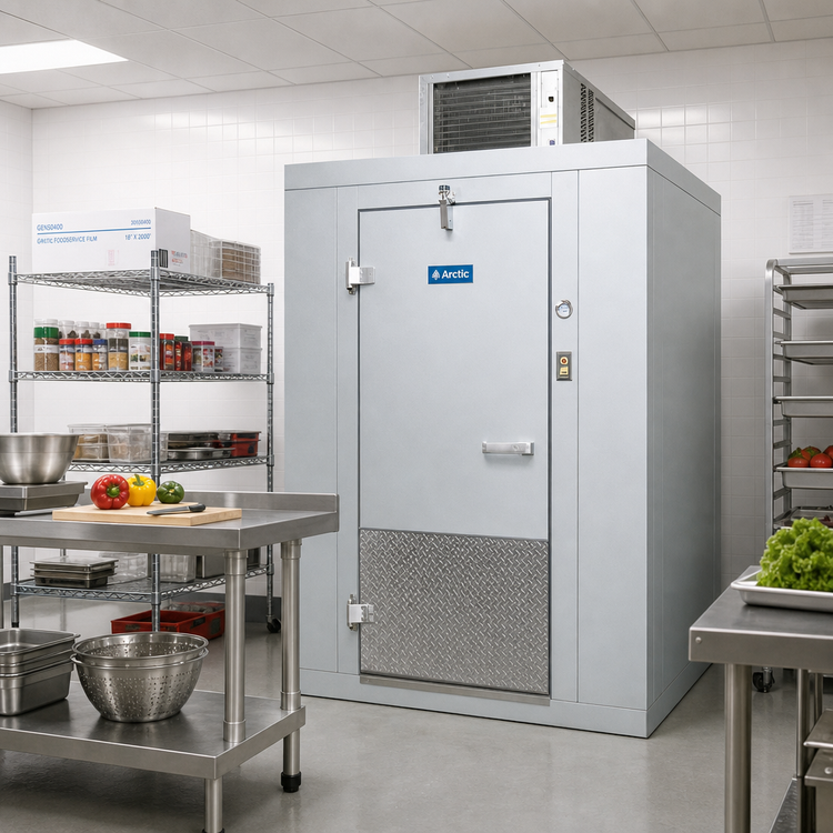 Product image #2 for Arctic Industries 6' x 6' x 7'4" Floorless Indoor Walk-In Cooler with Top-Mounted Self-Contained Refrigeration
