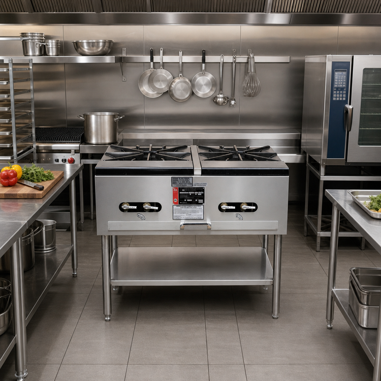 Product image #2 for Town Equipment Quad Stock Pot Range, Natural Gas, 4-Section, Two-Ring Burners, Stainless Steel
