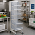 Thumbnail image #2 for Quantum Mobile Single-Sided Partition Wall Starter Unit with Bin Assemblies, 36W x 26D x 74H, White/Chrome