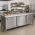 Thumbnail image #2 for John Boos 120 Inch x 30 Inch Stainless Steel Enclosed Work Table Cabinet Base with Sliding Doors