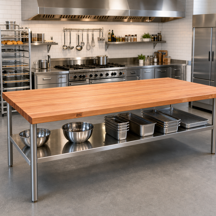 Product image #2 for John Boos Boos Block American Cherry Edge Grain Kitchen Countertop, 108 x 38 x 2-1/4 Inch, No Backsplash